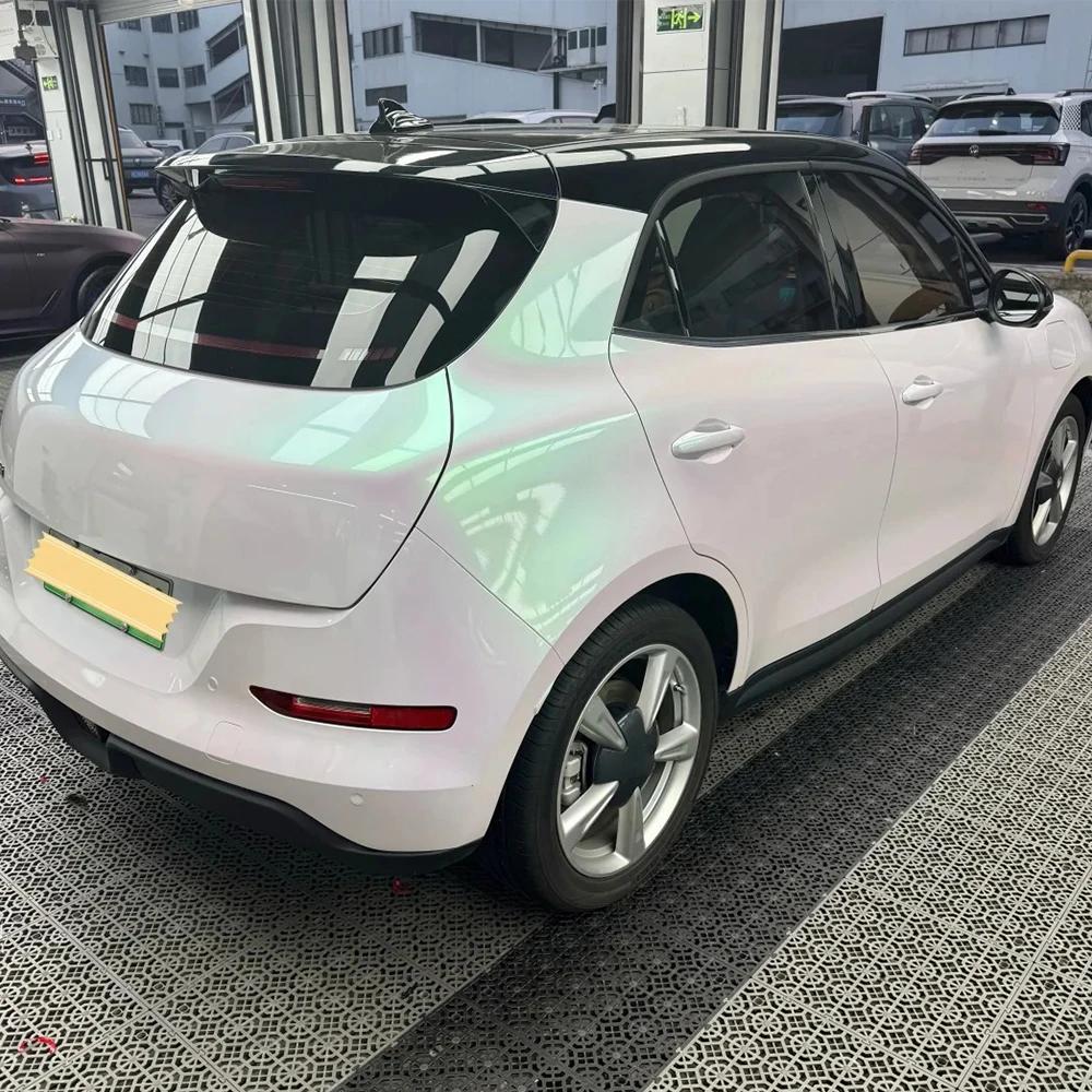 Car Sticker Glossy Aurora White Auto Vinyl Wrapping Film Color Change Vinyl Film PVC PET Bubble Free Car Accessories Auto Decals