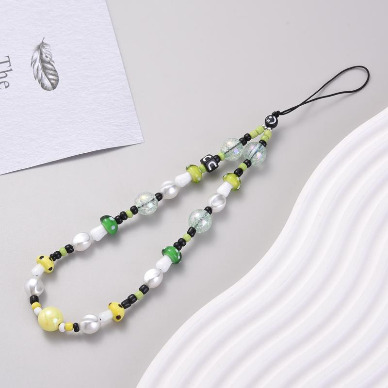 Fashion Cartoon Eye Mushroom Beaded Phone Chain For Boy Girl Anti-Loss Acrylic Cellphone Holder Rope Telephone Lanyard Strap