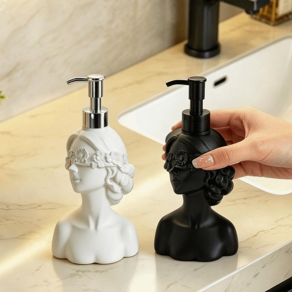 Resin Blindfold Girl Lotion Pump Vintage Bath Lotion Container Hand Sanitizer Bottle Home Decor