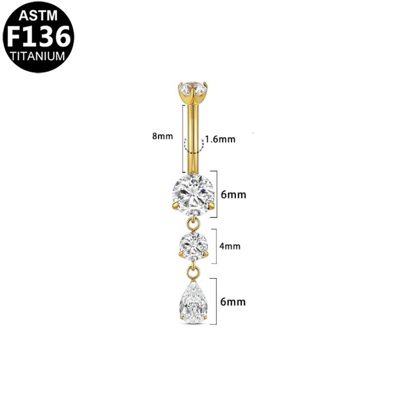 Gaibei Stylish Titanium Zircon Water Drop Navel Ring