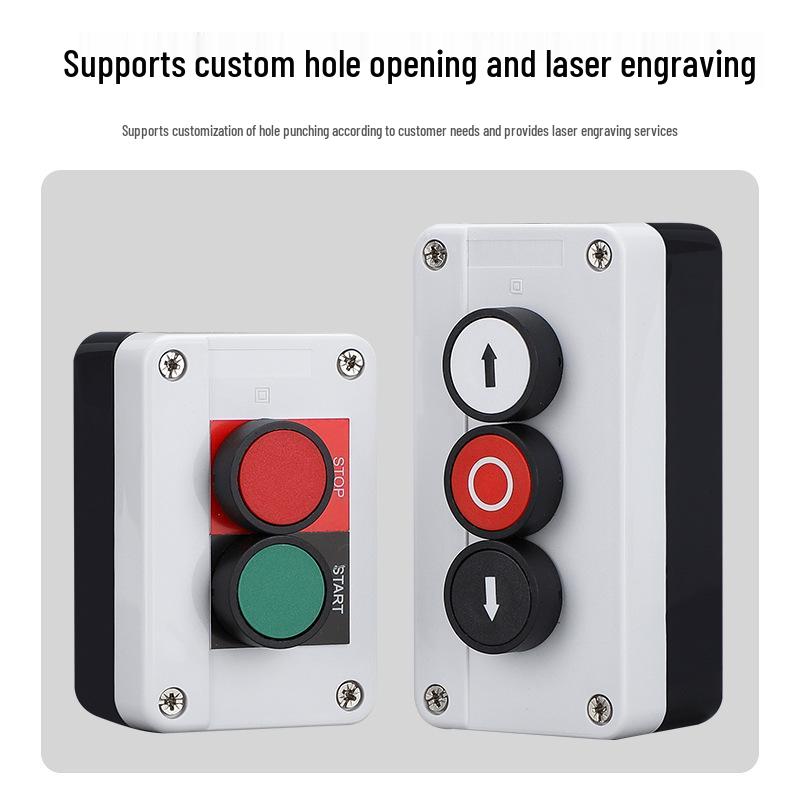 Waterproof 22mm Emergency Stop/Start Button Switch Box with Self-Locking & Resetting Indicator Light