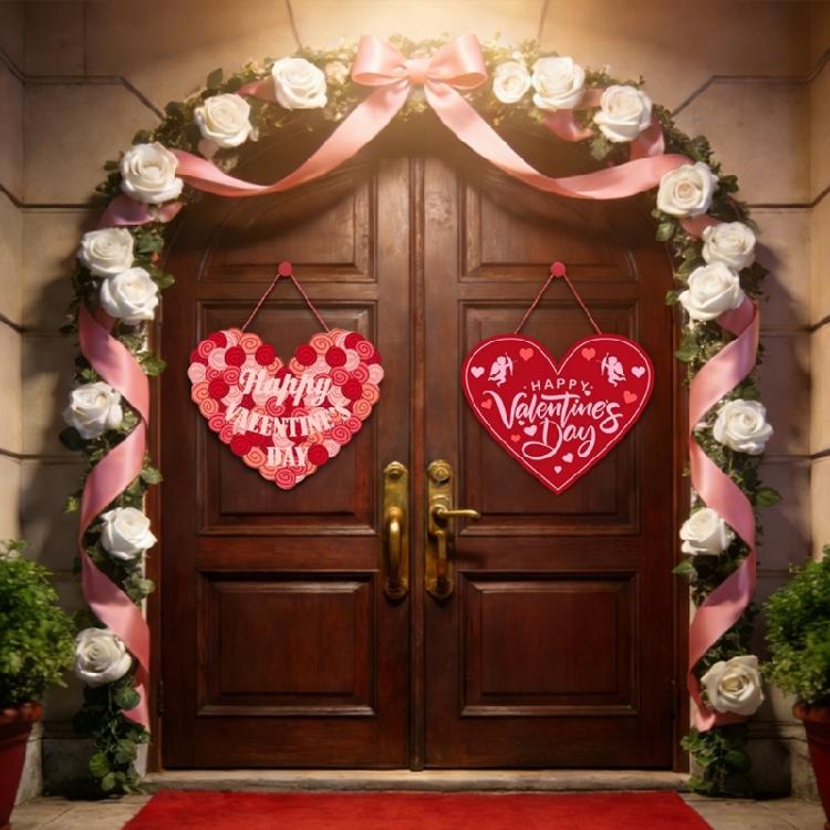 Valentines Day Wall Ornament Paper Door Hanger with Rope Home Office Decoration Decorative Holiday Present