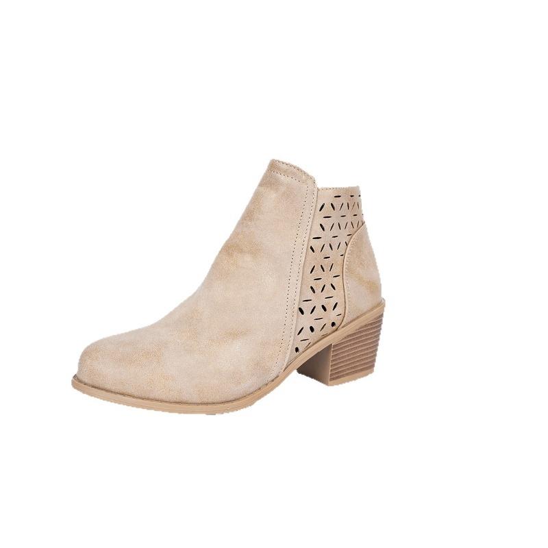 Damen Überweite Cutout Stiefeletten, Spitzschuh Niedriger Absatz Martin Boots, Europäischer Stil Winterschuhe für Damen