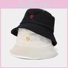 Fashionable Heart Embroidery Cotton Bucket Hat With Wide Brim For Sun Shield Women