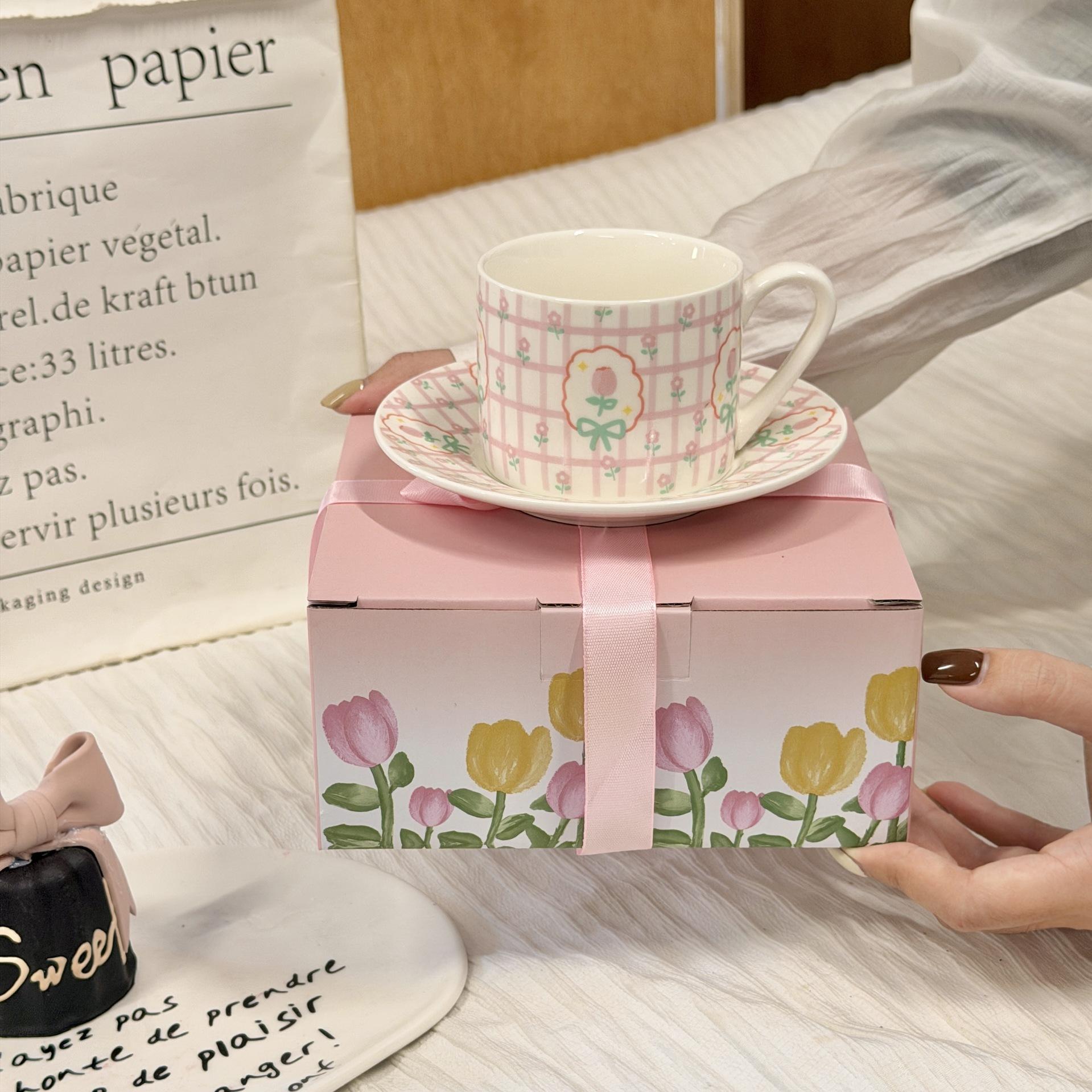 

Coffee Cup and Plate Gift Box Ceramic Mugs Opening Event Gifts High Quality Appearance Cups As Souvenirs 220ml