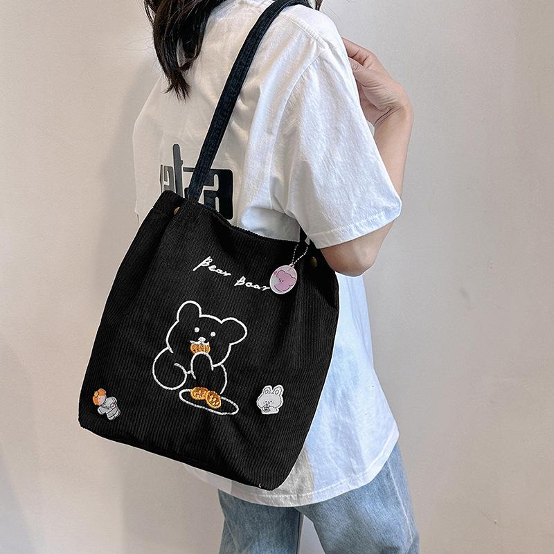 Women's bag corduroy new shoulder bag fashionable sweet handbag bucket bag