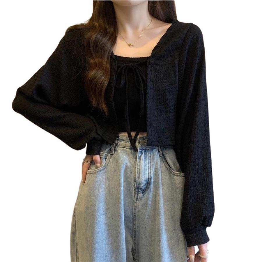 2024 Spring/Summer White Water Ripple Lantern Sleeve Sunscreen Cardigan Shawl