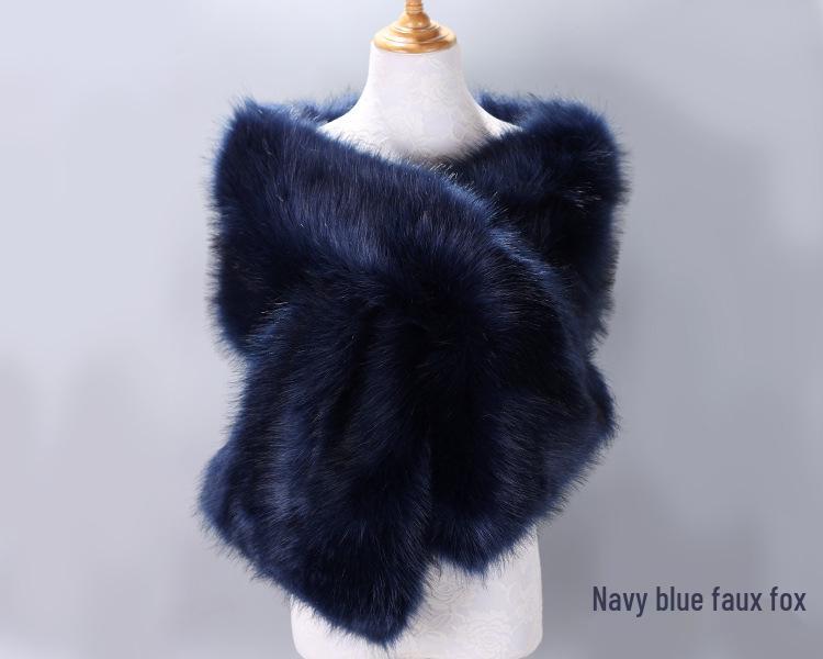 Women's Faux Fox Fur Shawl Cloak: Thick Autumn/Winter Bridal Evening Scarf and Neck Warmer
