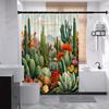 Desert Oasis Shower Curtain - Vibrant Cactus, Floral & Mountain Theme for Bathroom Decor, Adds Exotic Charm and Colorful Beaut