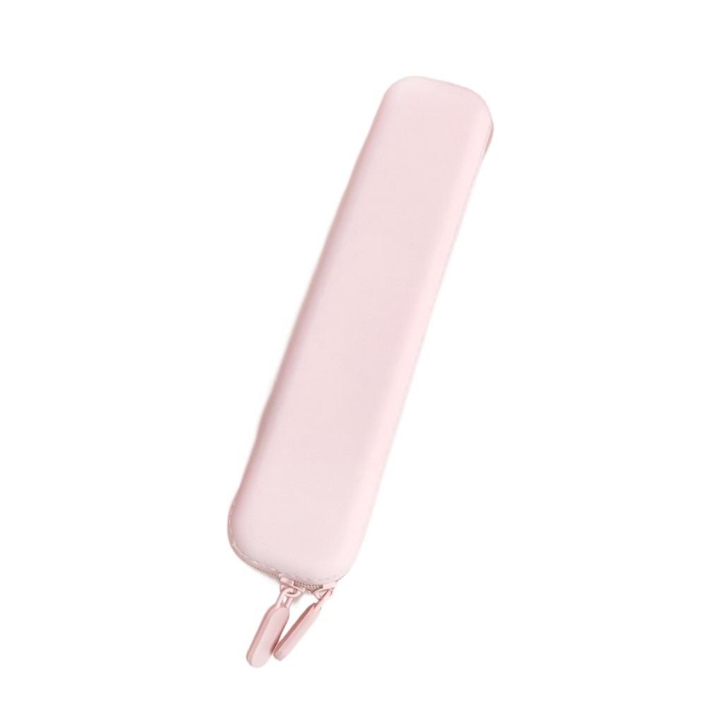 Multifunctional Pen Bag Solid Color Stationery Storage Bag Simple Silicone Pencil Case Friends