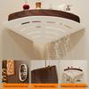 Walnut Corner Bathroom Shelf - Punch-Free Triangle Restroom Storage