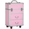 HOMCOM - Make-up-Koffer - Aluminiumlegierung - 36x23x58cm - Rosa