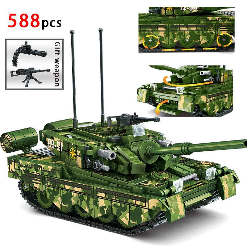 Nieuwe WO2 Militaire Tanks Bouwstenen T-34 99 Hoofdgevechts Pantserwagen Model Soldaat Figuren Bakstenen Educatief Speelgoed Cadeau