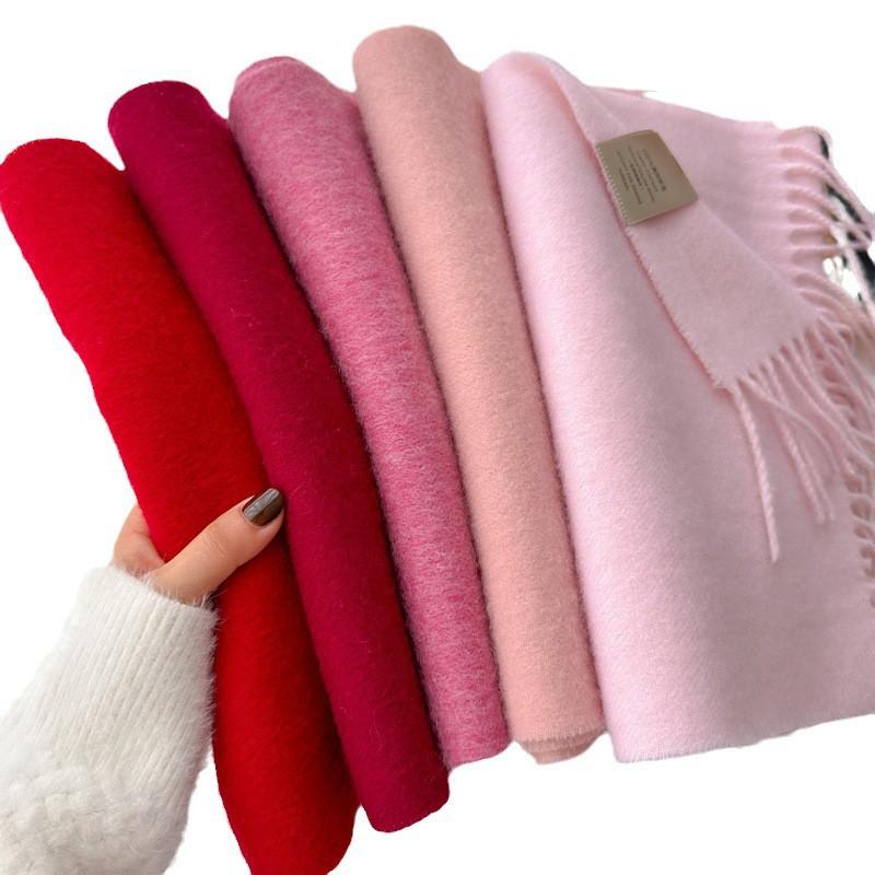 Womens White Wool Scarf Winter Warm Tassel Narrow Couple Style Student Fashion
