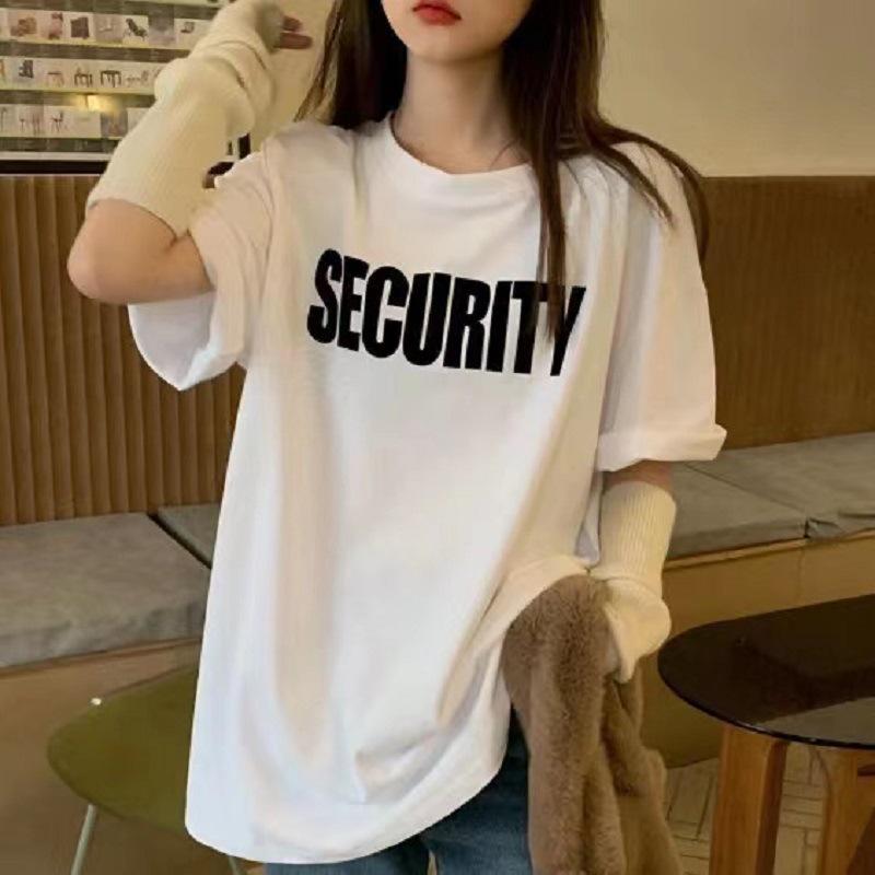 

Графическая футболка Tide: Женский топ свободного кроя с эффектом похудения, с коротким рукавом, для лета Large белый