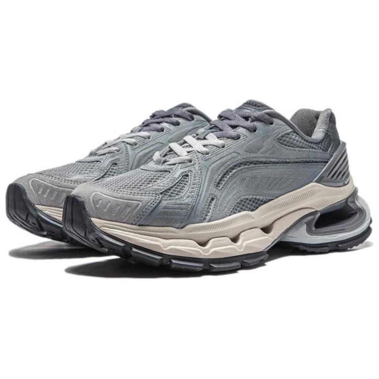 New LiNing Furious Rider BOW Cushioning Wear Resistant Low Top Running Shoes Men's Gray Blue AZGU007-2