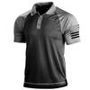 Maglietta POLO casual da uomo, colletto polo, cerniera, manica corta, moda, verde mimetico, uomo
