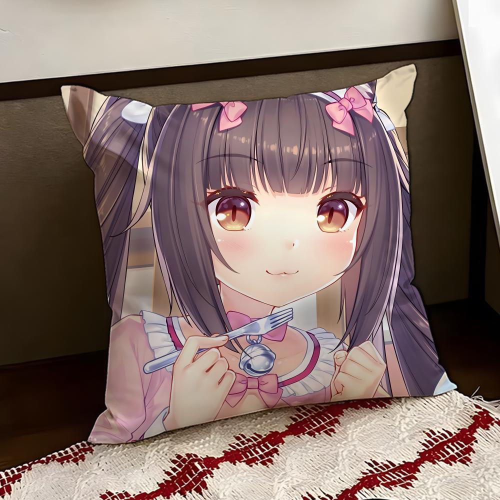 Anime NNekopara Cushion Cover Reversible Soft Durable Pillow Cover Home  Car MultiScene Use for Daily Comfort