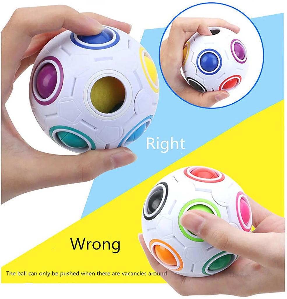 Rainbow Puzzle Ball Magic Speed Cube Ball Fun Stress Reliever Magic Ball Sensory Toys Puzzle Fidget Ball For Kids Autism Adults