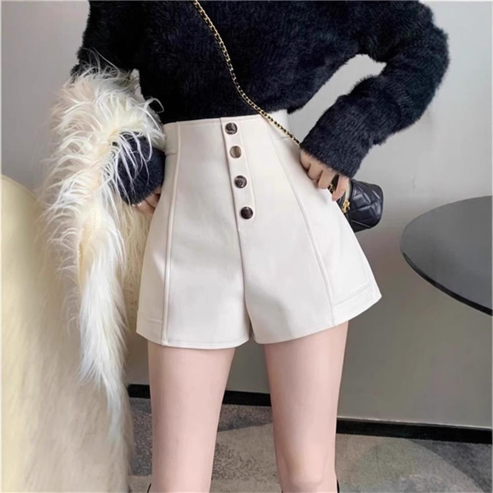 

2024 Весна/Лето Шорты с высокой талией, широкими штанинами, утягивающие, белые, для женщин S [81-90 lbs]