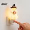 Decorative Wall Light Halloween Pumpkin Ghost Night with Witch Hat, Resin Soft Glow Unique Decor Plug-in LED Bedroom Light, Spooky Sconce for