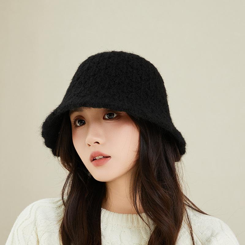 Face Showing Little Fisherman Hat Plush Warm Basin Hat Winter Cold Protection Ear Protection Knitted Wool Hat for Women Trendy