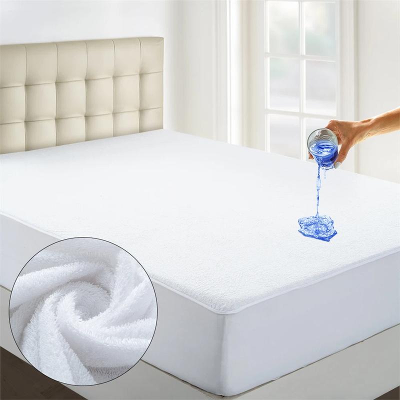 Terry Towel Waterproof Fitted Sheet Mattress Protector 1-Piece Cotton Terry Fabric Waterproof Bedcover Bed Protector Cover