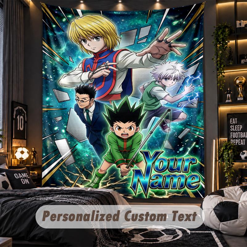 Personalized Wall Tapestry,Hunter × Hunter Custom Printed Name, Fabric Wall Art For Indoor Room Backdrop