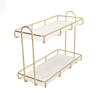 2 Tier Bathroom Shelf Countertop Standing Shelf with Partition Cosmetic Storage Rack Holder Gold Small 31x23cm