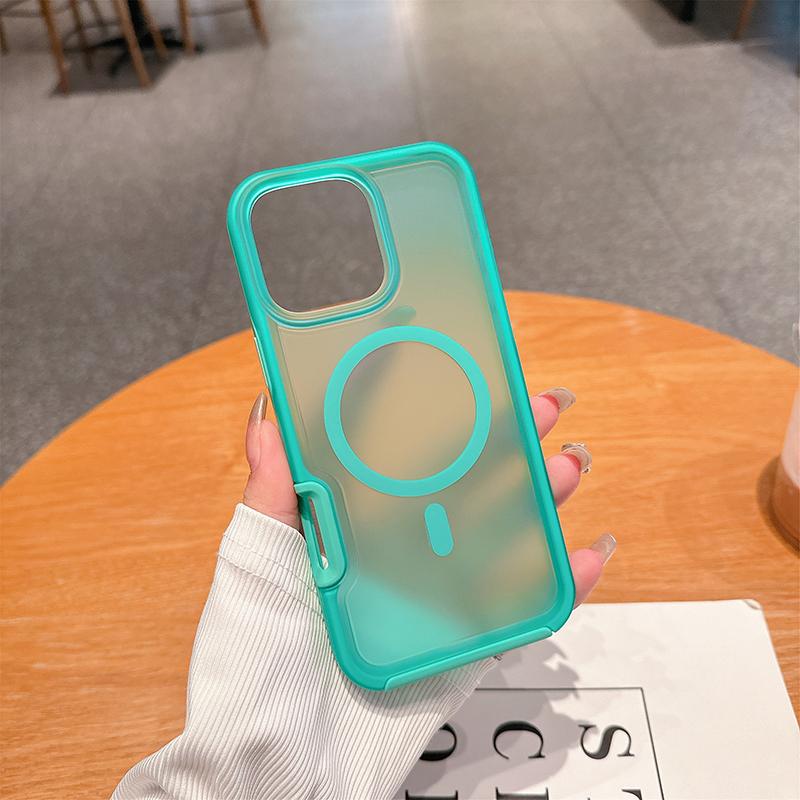 Fashion Armor Magnetic Charging Protect Cover For IPhone 17 Pro Max Air 16 15 14 Plus 13 12 Frosting Clear Anti-Drop Phone Case