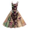 Women's Halloween Printed Off-Shoulder Spaghetti Strap Dress for Party and Costume