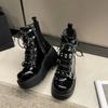 Fashion Punk Style Thick Bottom Motorcycle Boots Women's Platform Gothic Shoes Round Toe High Heel Ankle Booties Rubber Outsole