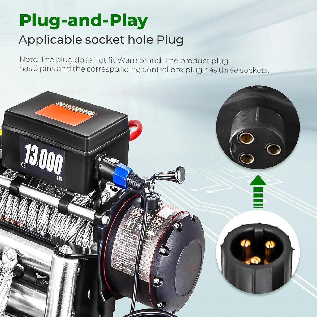 Winch Controller,3 Pin Electric Winch Remote Control Controller with 9.2ft Cable for Car Off Road Vehicle
