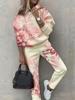 1116 New Women's Clothing European and American Spring and Autumn Floral Printing Casual Long-sleeved Sports Suit