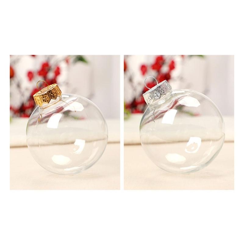 6Pcs/lot Clear Empty Christmas Ball Ornaments with Removable Gold/Silver Metal Hangers Great for Wedding Party Holiday