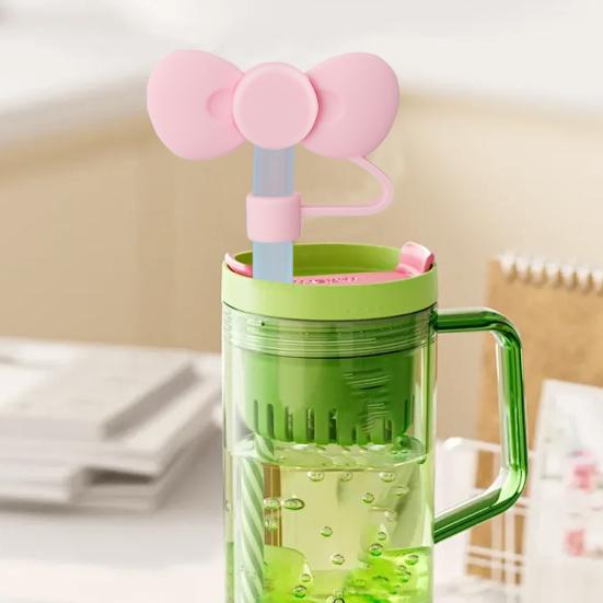 Straw Cap Bow Shape 10mm Dust-Proof Leak-proof Reusable Food Grade Bottle Straw Dust Cover Tumblers Straw Toppers Drinking Straw Lids Water