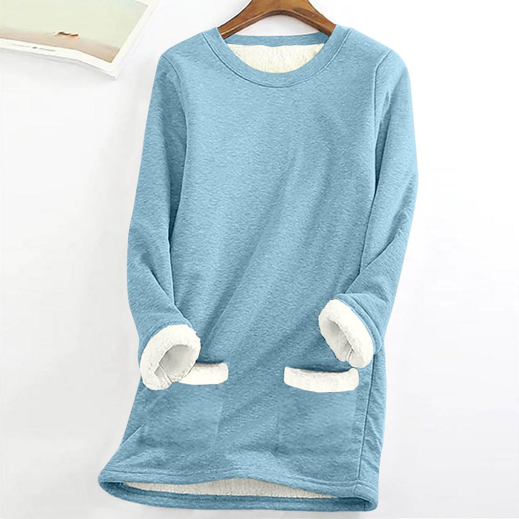 Women Christmas Thick Fleece Printing Sweatshirt Warm Underwear Top