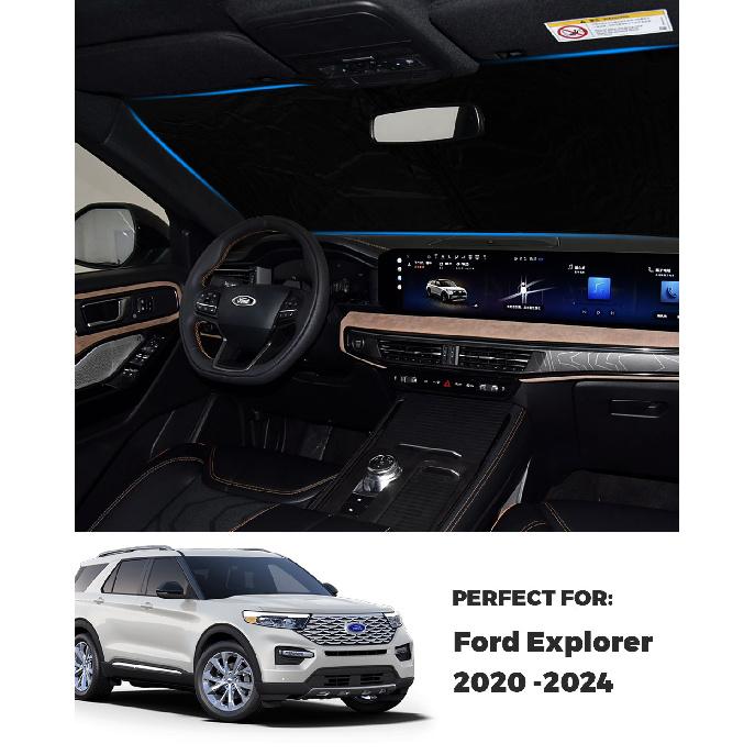 Windshield Sun Shade for 2020-2025 Ford Explorer Accessories Custom Fit Car Front Sunshade Foldable Window Sun Visor Protector