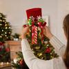 Christmas Tree Topper Red Velvet Top Hat with and Star for Holiday Home Decor