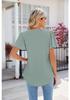 EU Cross-Border Women's Square Neck Pleated Short Sleeve Loose T-shirt 2024 Spring/Summer Collection