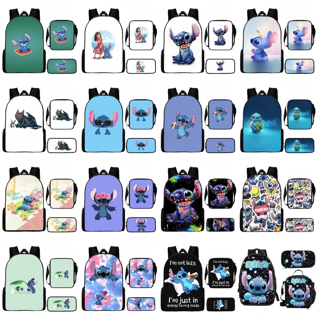 Lilo Stitch Kids Waterproof Backpack Set Oxford School Bag With Pencil Case For Elementary Students