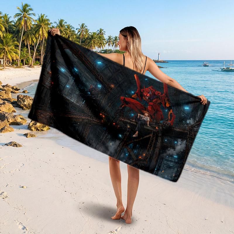 Large Beach TowelNeon Genesis Evangelion Soft Absorbent Towel Beach Bath Home Use