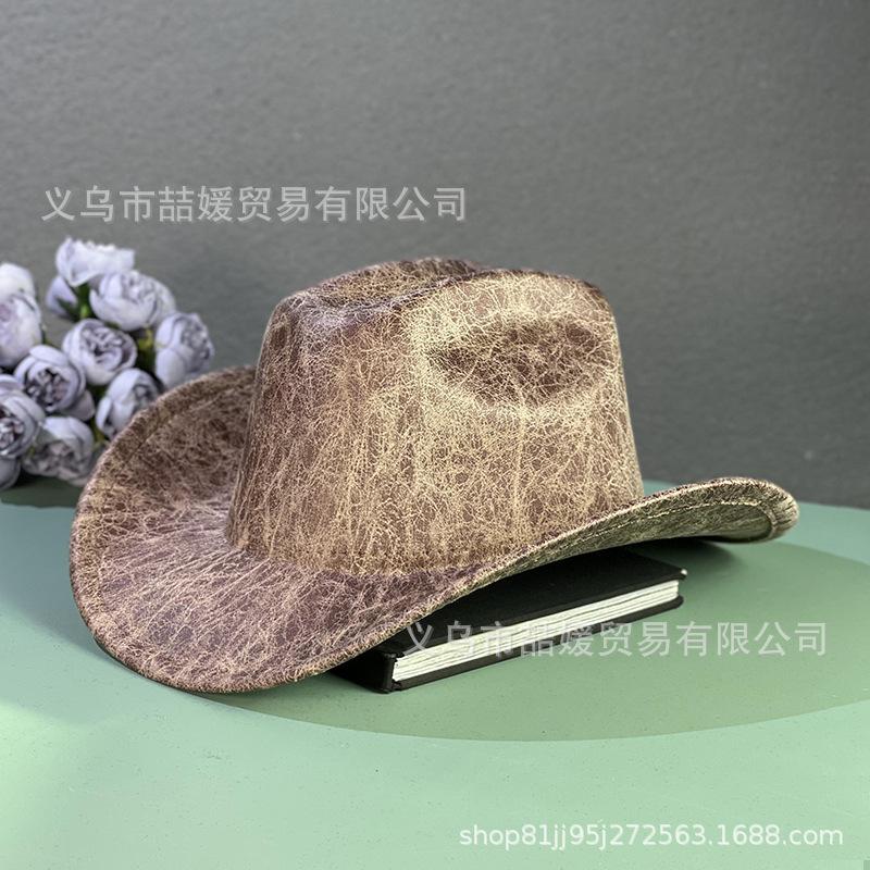European and American Crack Light Plate Western Cowboy Hat Festival Stage Performance Top Hat New Trendy Jazz Hat