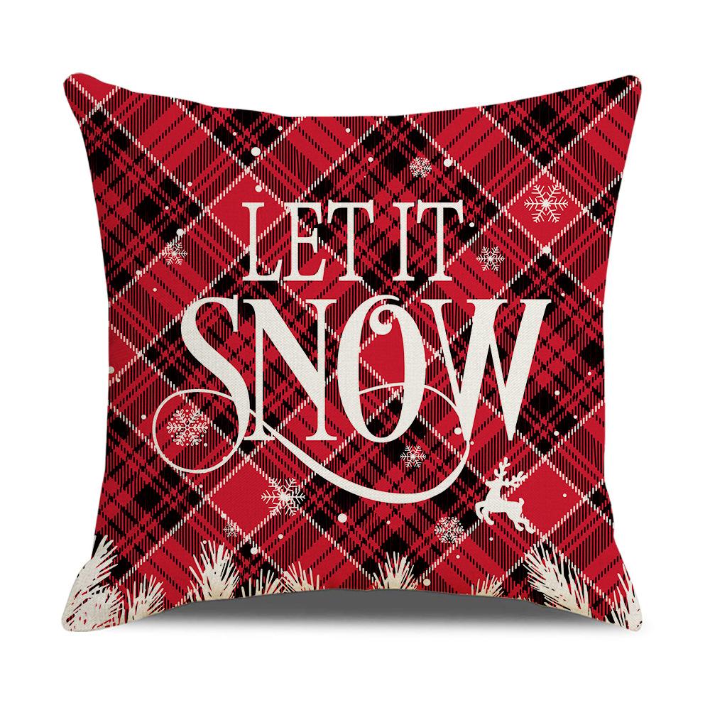 Linen New Christmas Pillow Cover Twill Red and Black Grid Series Pillow Cover Holiday Decoration Home Cushion Cover