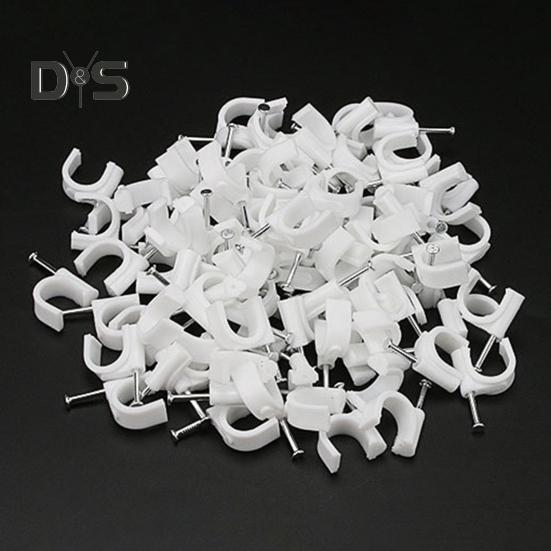100 Stück Feste Clips Einfache Installation Runde Nagelclips Hochfeste Metallstahlnägel U-förmiger Schnappverschluss Zubehör für die Hausverkabelung
