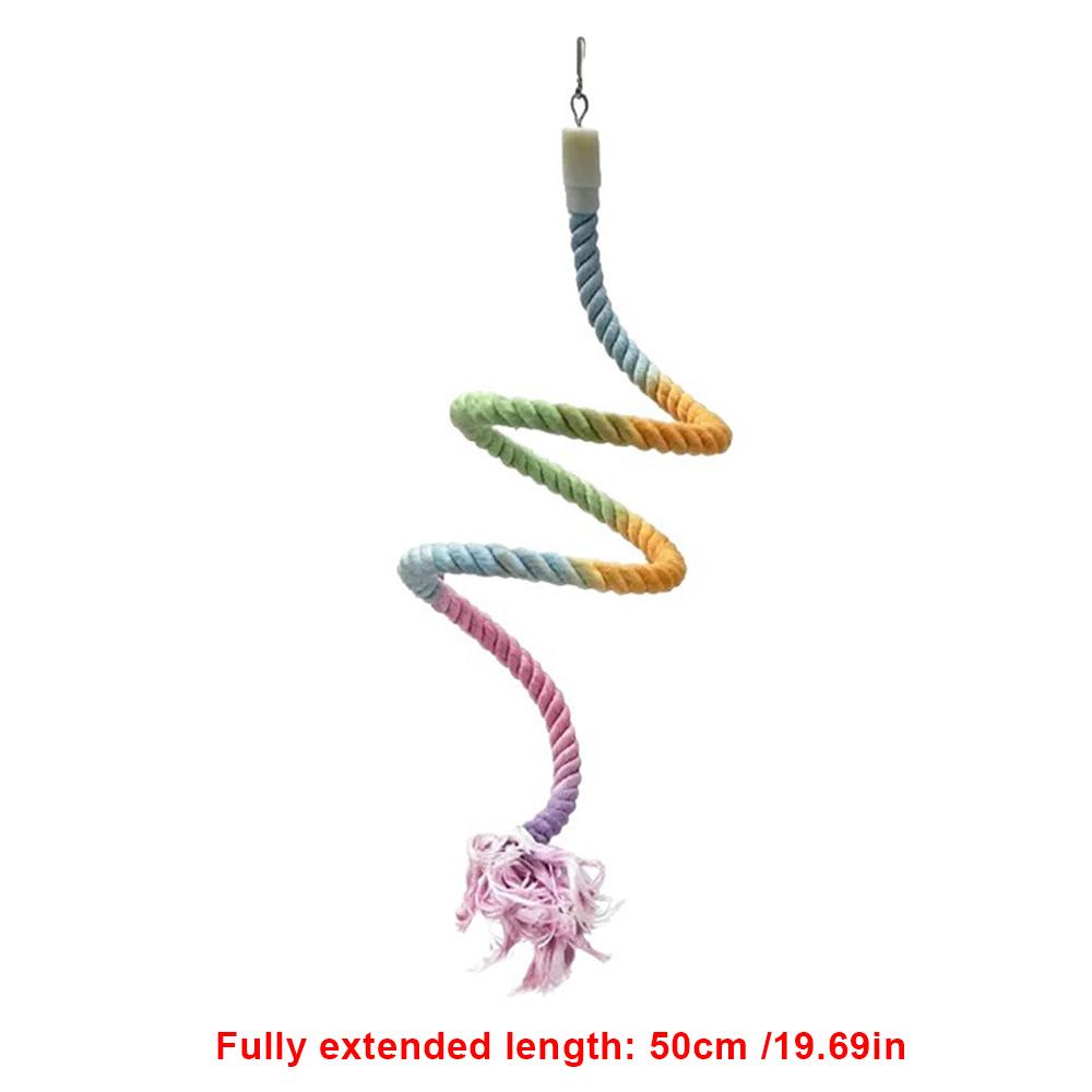 1pc Flexible Colorful Parrot Rope Perch Bendable Cotton Bird Standing Swing Toy Chew Toys for Cockatiel Parakeet Cage Accessory