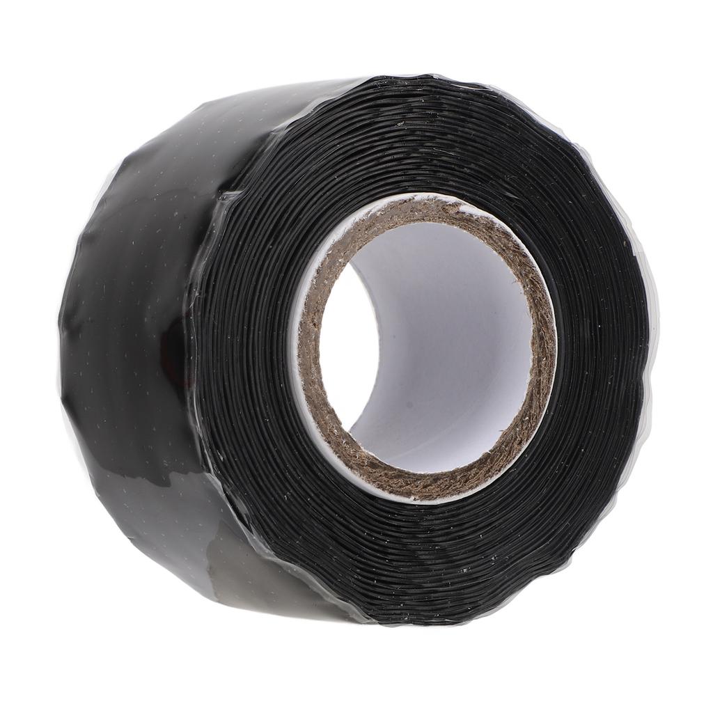 2pcs Self Fusing Tape Non Adhesive 0.98in X 9.84ft Water Proof Black Rubber Leak Proof Sealing Tape for Pipe