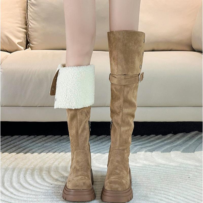 Retro fashion knee boots thick-soled versatile two wear folded knight boots slim high boots wowinter