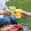 Foldable Silicone Travel Cup with Lid Reusable Water Bottle for Outdoor Camping Gym Heat-Resistant Coffee Cup BPA-Free Portable Mouthwash Cup for