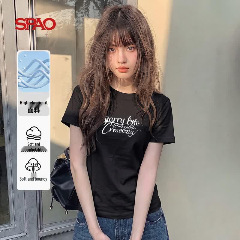 SPAO Women s Slim Fit Graphic T-Shirt S